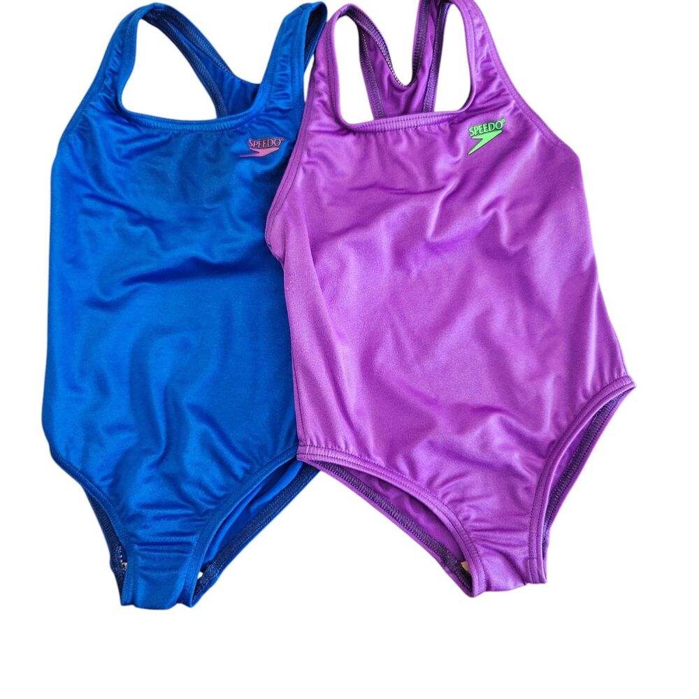 NWT 3 Speedo Girls Swimsuits Size 4 One Piece Two Piece Y2K Vintage Deadstock - Picture 2 of 13
